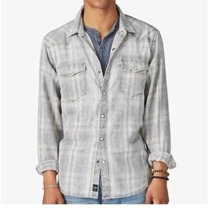 Lucky Brand - Men's Sugar Wash Plaid Western Long Sleeve Shirt - XL